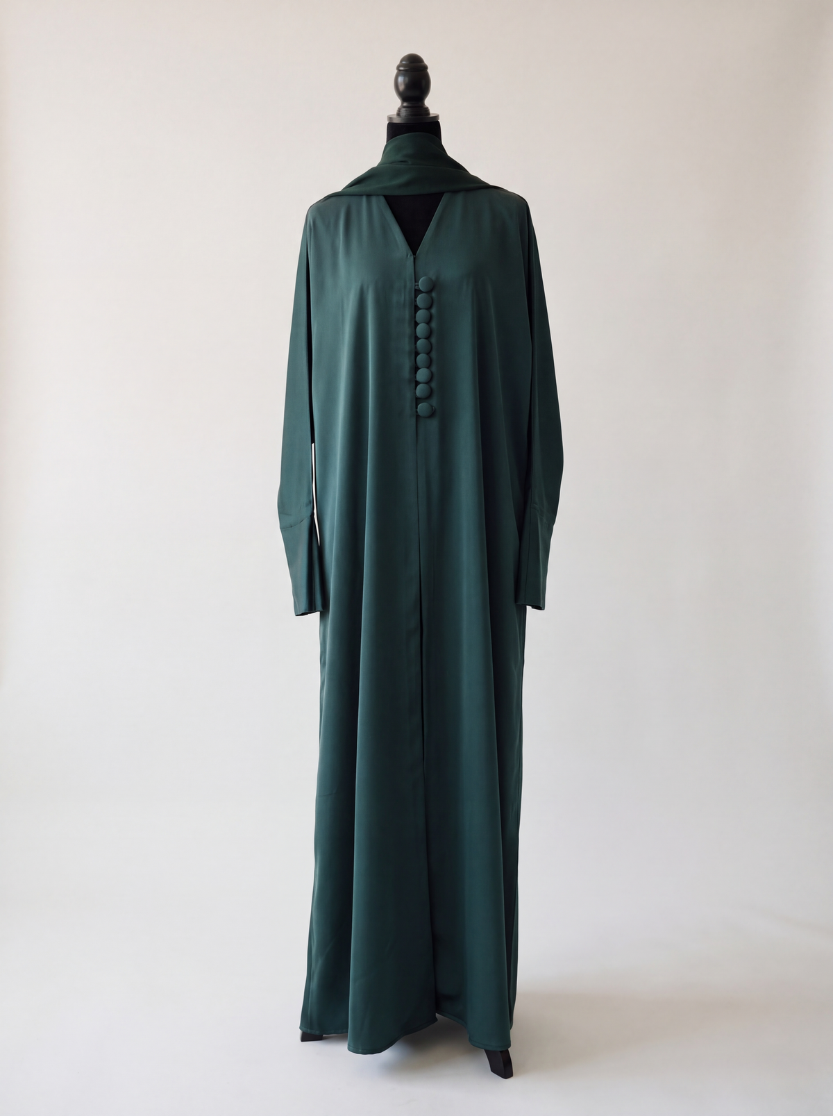 Ruba Abaya - Deep Teal angle view with professional open abaya style