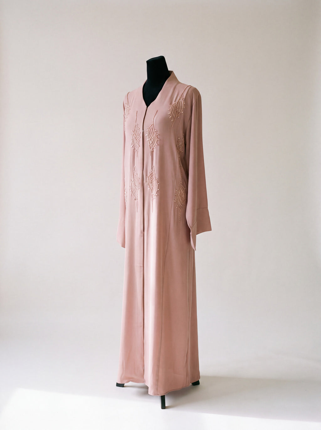 Dalal Abaya - Dusty Blush side view with long sleeve