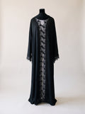 Dantel Abaya - Black side lace and sleeve cuff detail