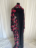 Jouri Rose Floral Double Chiffon Abaya Set front view on mannequin with matching hijab