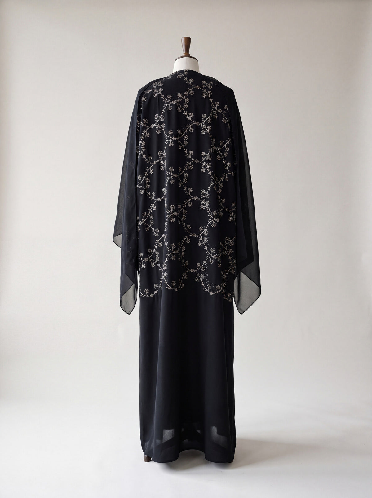 Midnight Vine Abaya - White Crystal Vine color with matching hijab