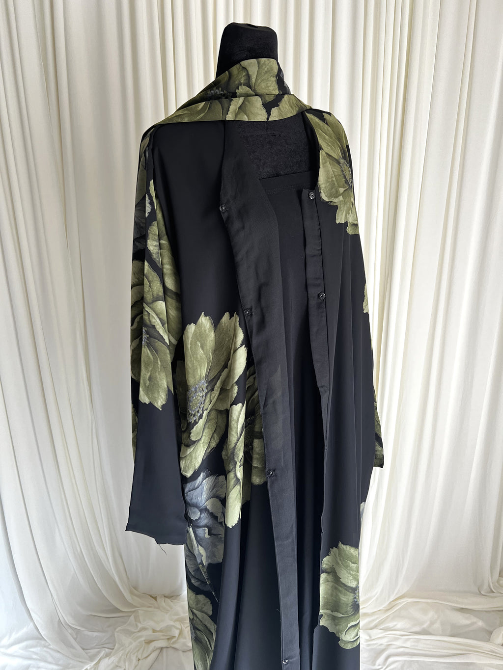 Nocturne Garden Floral Double Chiffon Abaya Set back view