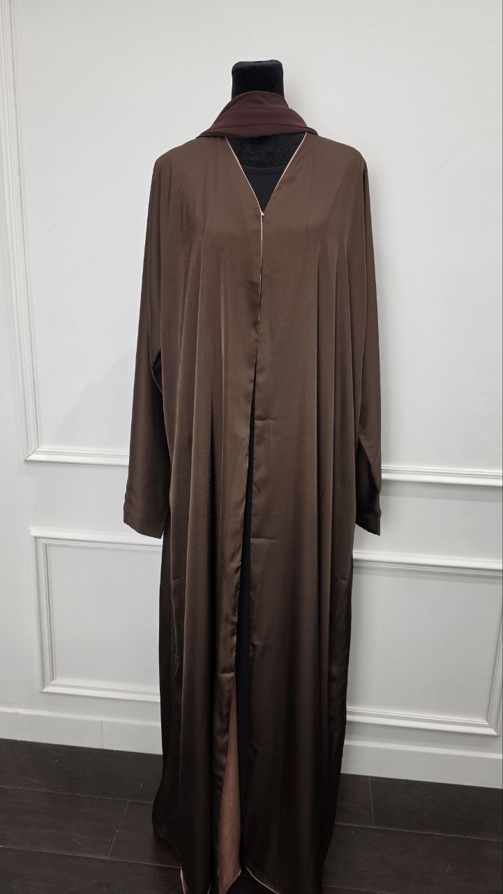 Raya Abaya - Mocha Rose reversible front view