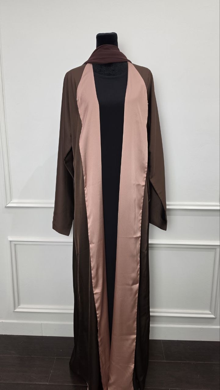 Raya Abaya - Mocha Rose reversible side view