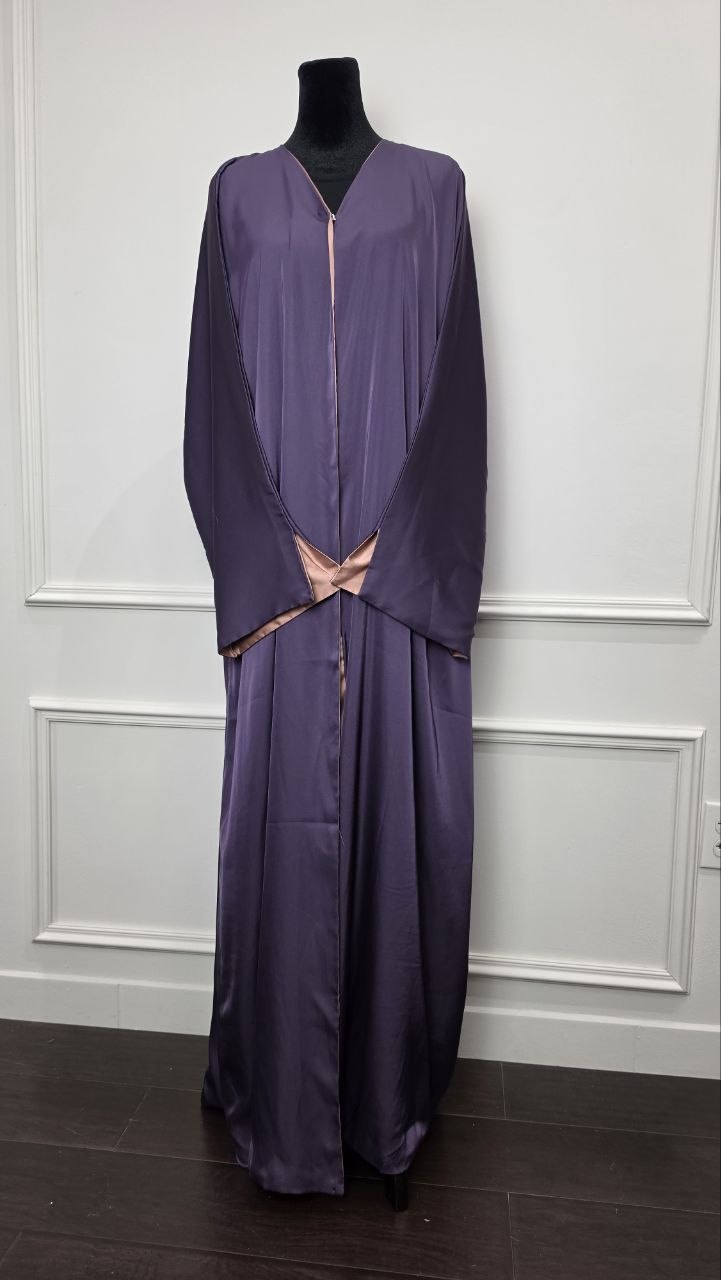 Raya Abaya - Plum Rose reversible front view
