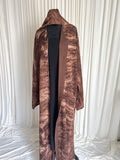 Terra Marble Print Abaya Set cocoa marble front view on mannequin