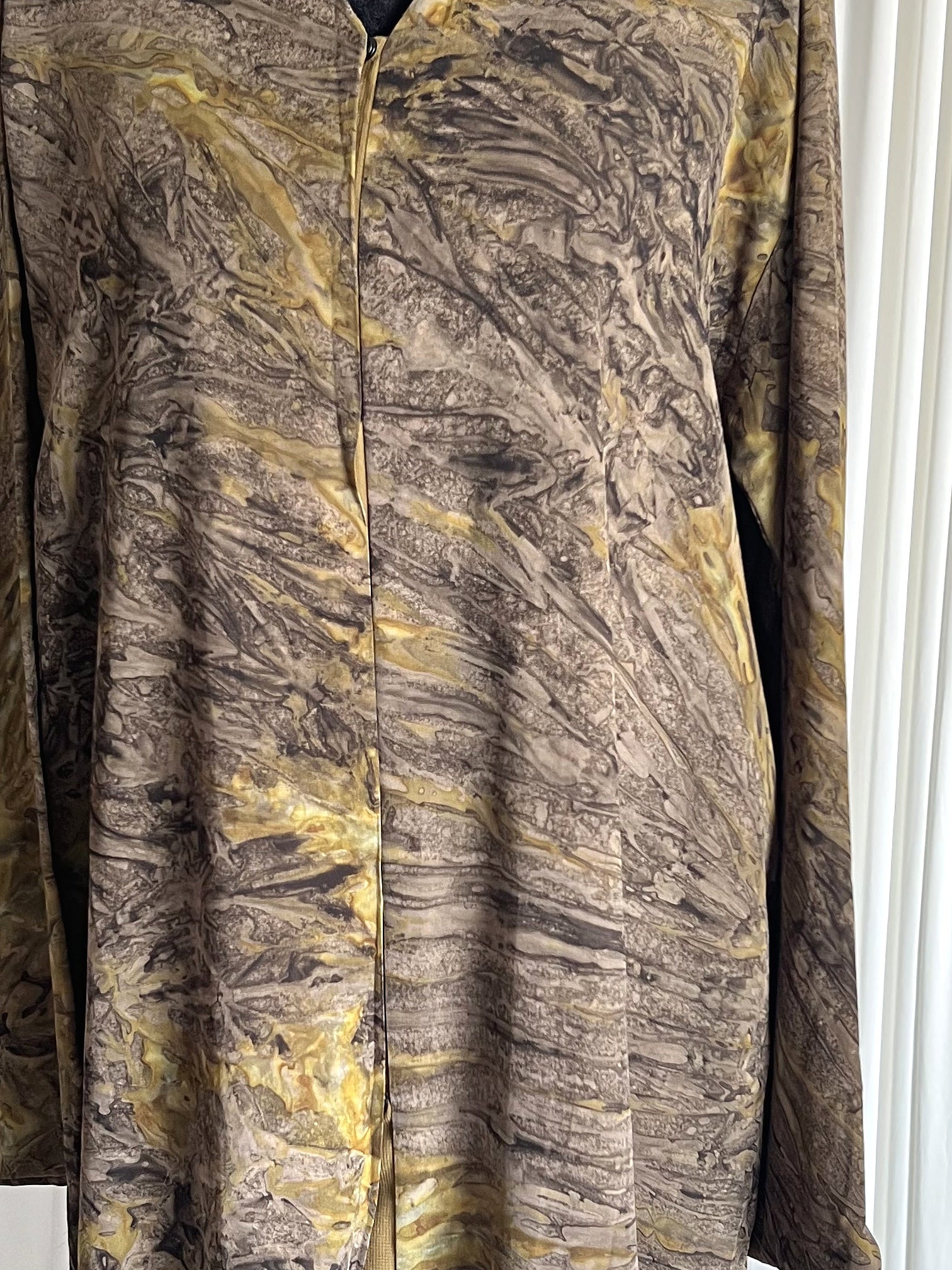 Terra Marble Print Abaya Set olive gold marble print close up